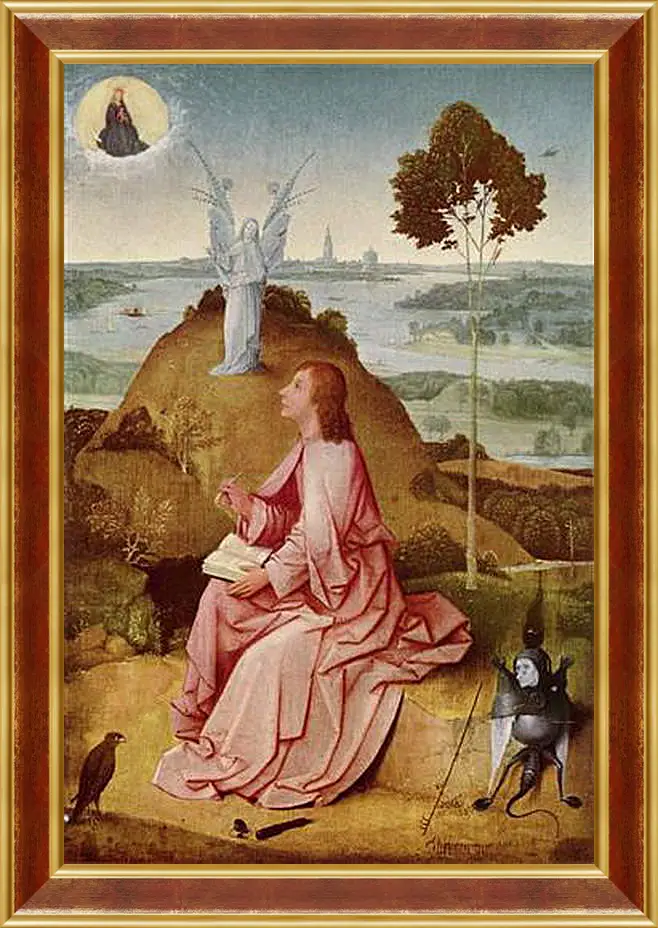 Картина в раме - Saint John the Evangelist on Patmos. Иероним Босх