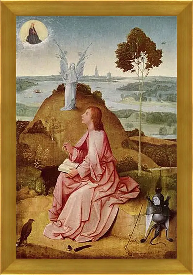 Картина в раме - Saint John the Evangelist on Patmos. Иероним Босх