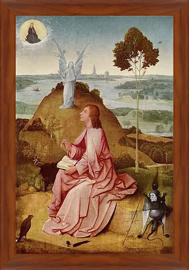 Картина в раме - Saint John the Evangelist on Patmos. Иероним Босх