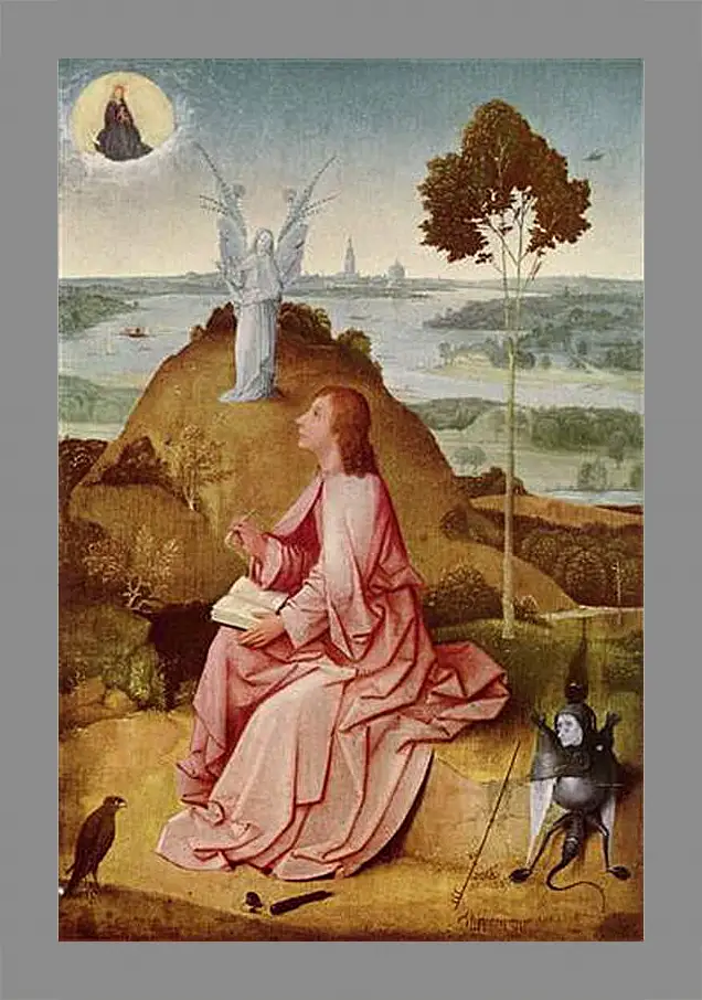 Картина в раме - Saint John the Evangelist on Patmos. Иероним Босх