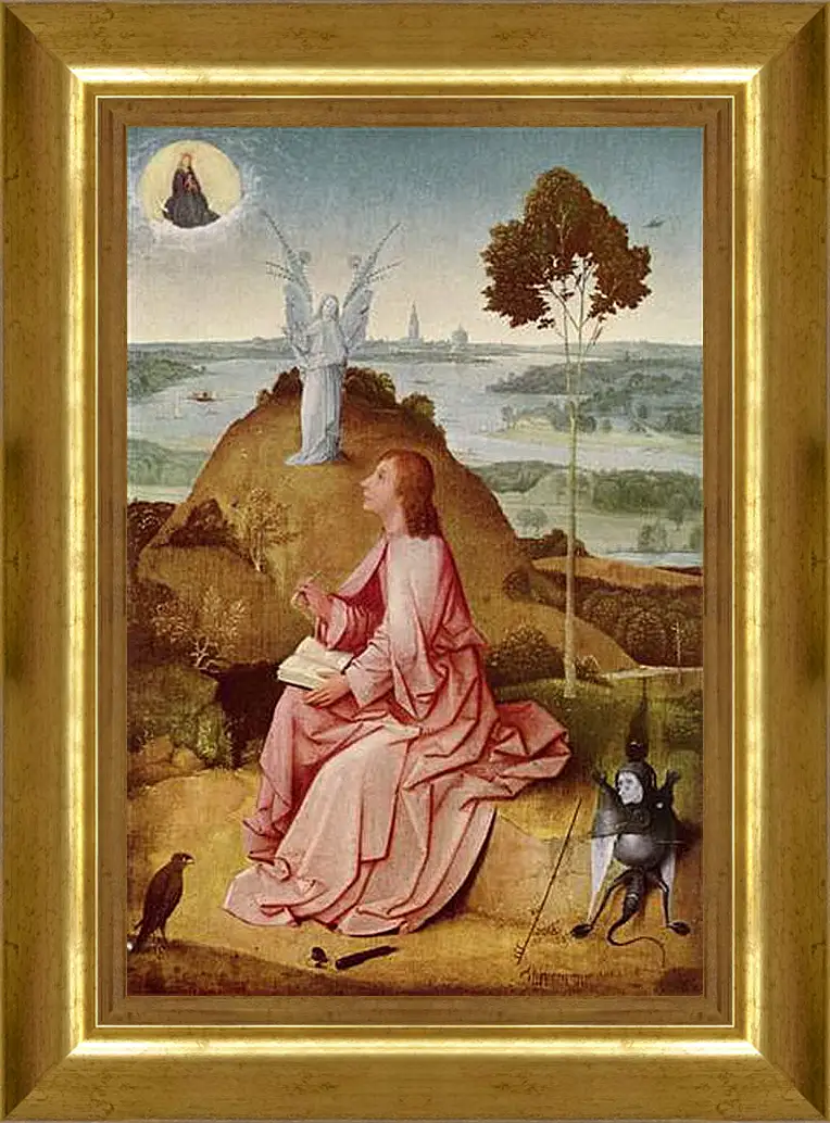 Картина в раме - Saint John the Evangelist on Patmos. Иероним Босх