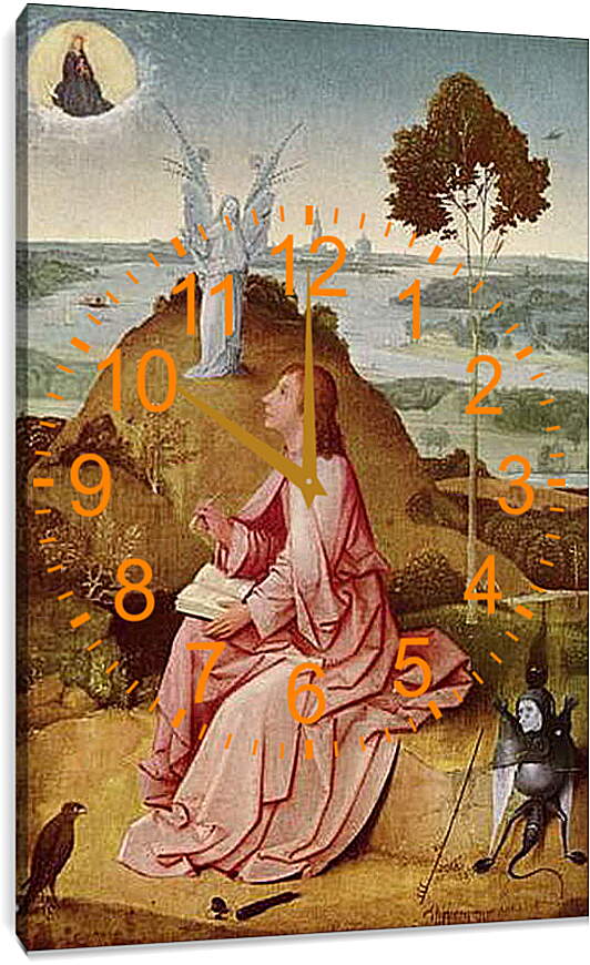 Часы картина - Saint John the Evangelist on Patmos. Иероним Босх
