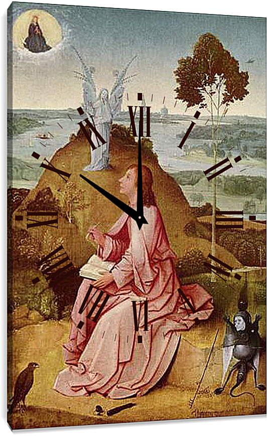 Часы картина - Saint John the Evangelist on Patmos. Иероним Босх
