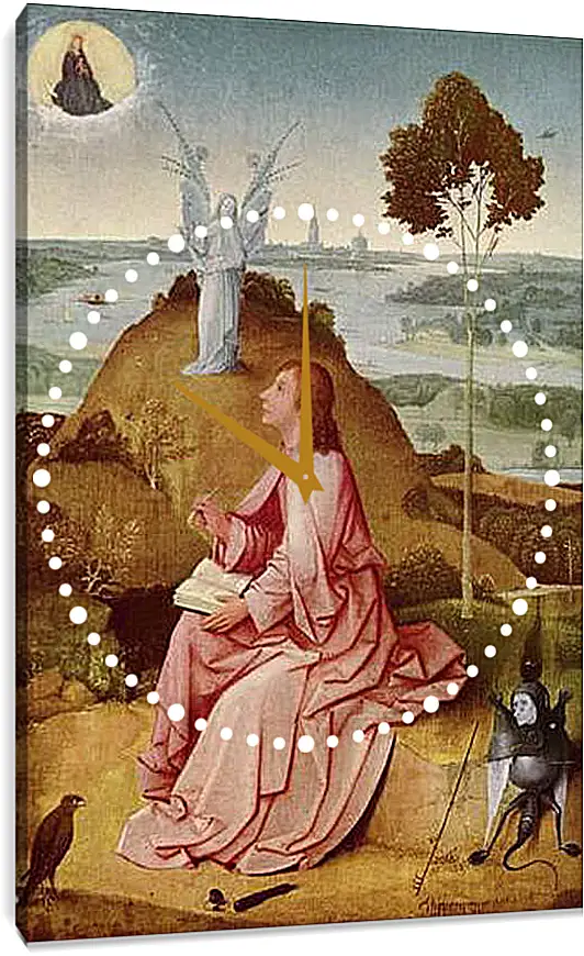 Часы картина - Saint John the Evangelist on Patmos. Иероним Босх