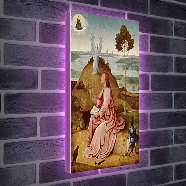 Лайтбокс световая панель - Saint John the Evangelist on Patmos. Иероним Босх