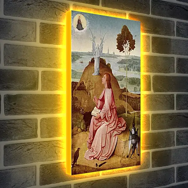 Лайтбокс световая панель - Saint John the Evangelist on Patmos. Иероним Босх