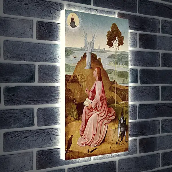 Лайтбокс световая панель - Saint John the Evangelist on Patmos. Иероним Босх