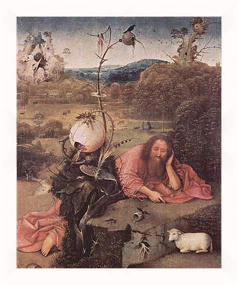 Картина в раме - Saint John the Baptist in the Wilderness. Иероним Босх
