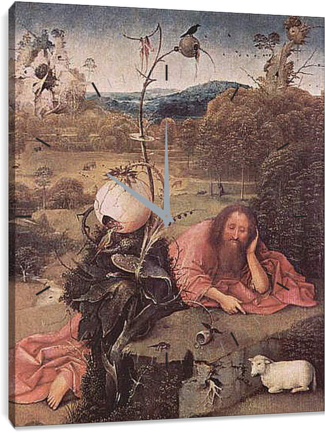 Часы картина - Saint John the Baptist in the Wilderness. Иероним Босх
