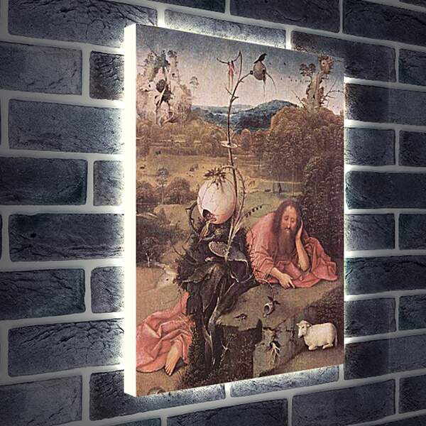 Лайтбокс световая панель - Saint John the Baptist in the Wilderness. Иероним Босх
