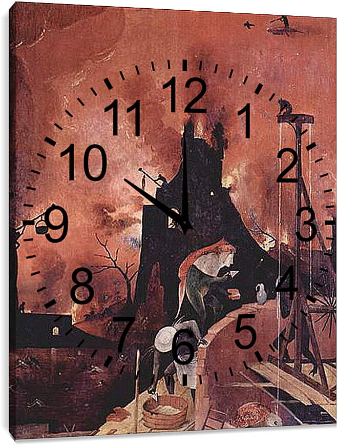 Часы картина - Heuwagen, Triptychon, rechter Flugel - Die Holle. Иероним Босх
