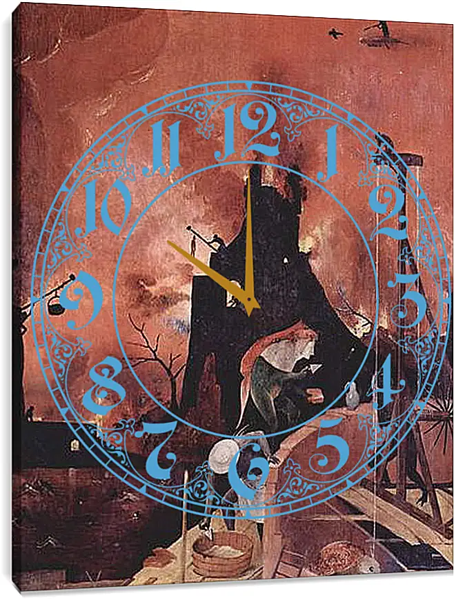 Часы картина - Heuwagen, Triptychon, rechter Flugel - Die Holle. Иероним Босх