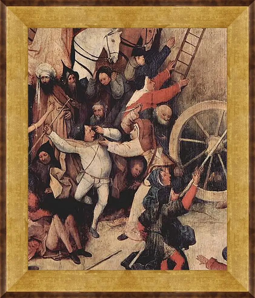 Картина в раме - Heuwagen, Triptychon, Mitteltafel - Der Heuwagen. Иероним Босх