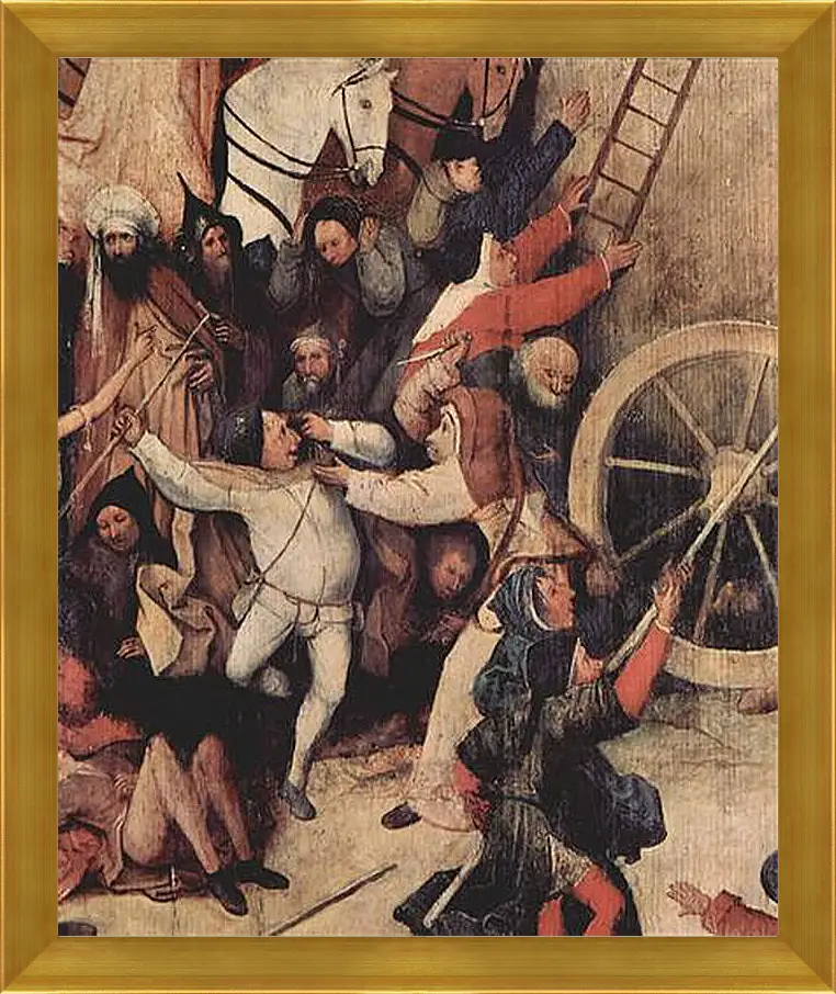 Картина в раме - Heuwagen, Triptychon, Mitteltafel - Der Heuwagen. Иероним Босх