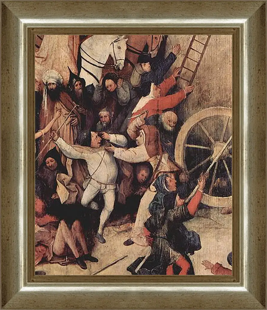Картина в раме - Heuwagen, Triptychon, Mitteltafel - Der Heuwagen. Иероним Босх