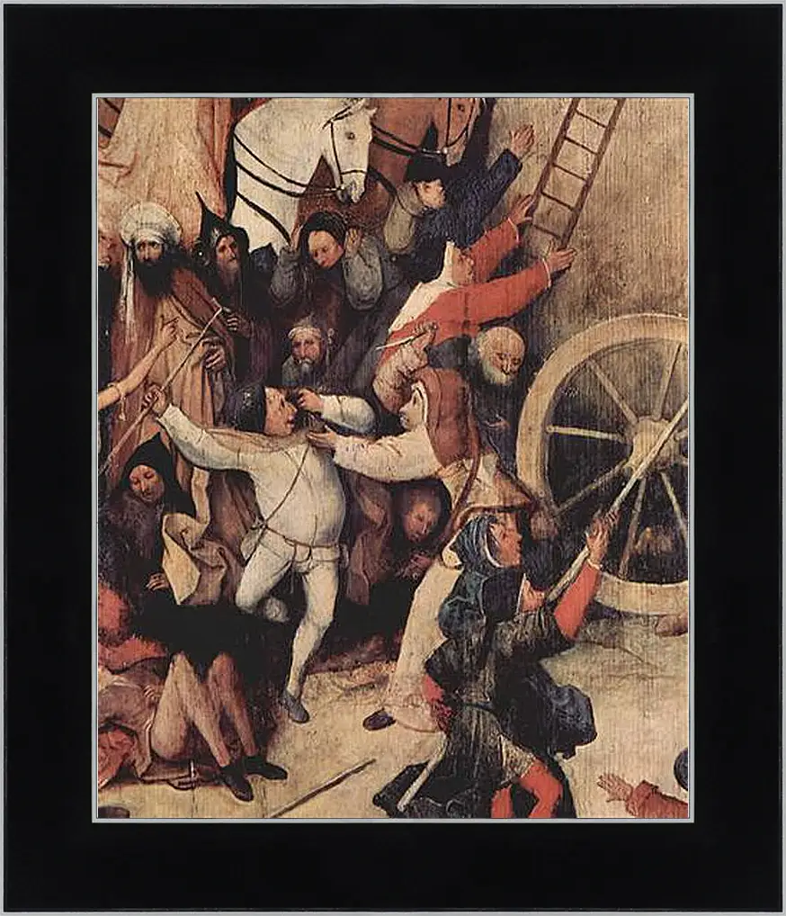 Картина в раме - Heuwagen, Triptychon, Mitteltafel - Der Heuwagen. Иероним Босх
