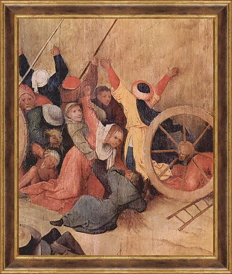 Картина в раме - Heuwagen, Triptychon, Mitteltafel - Der Heuwagen. Иероним Босх