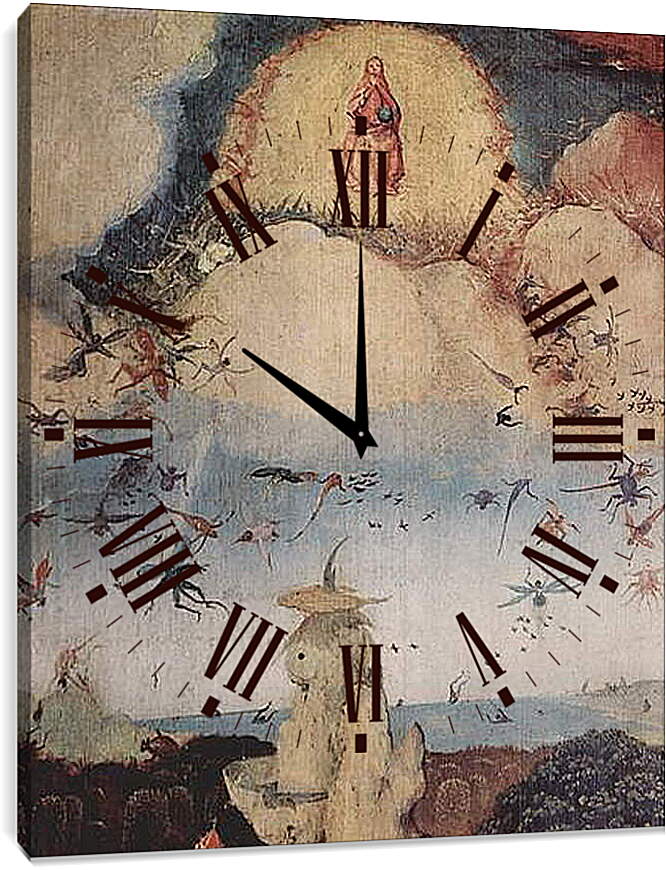 Часы картина - Haywain, Triptych, left wing-The Earthly Paradise. Иероним Босх

