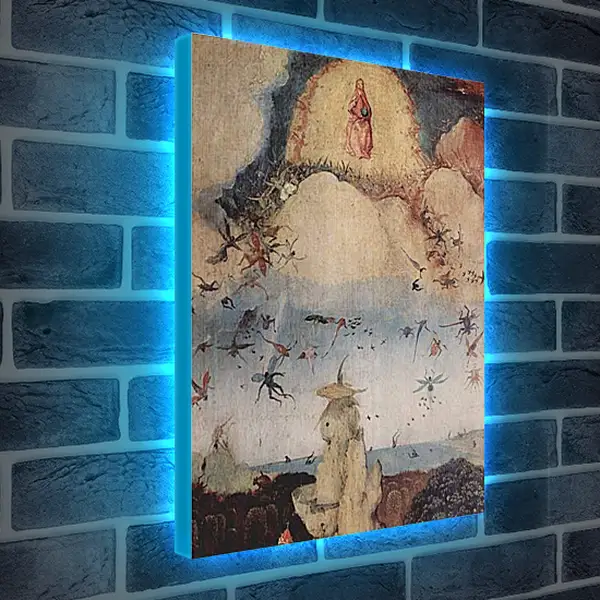 Лайтбокс световая панель - Haywain, Triptych, left wing-The Earthly Paradise. Иероним Босх