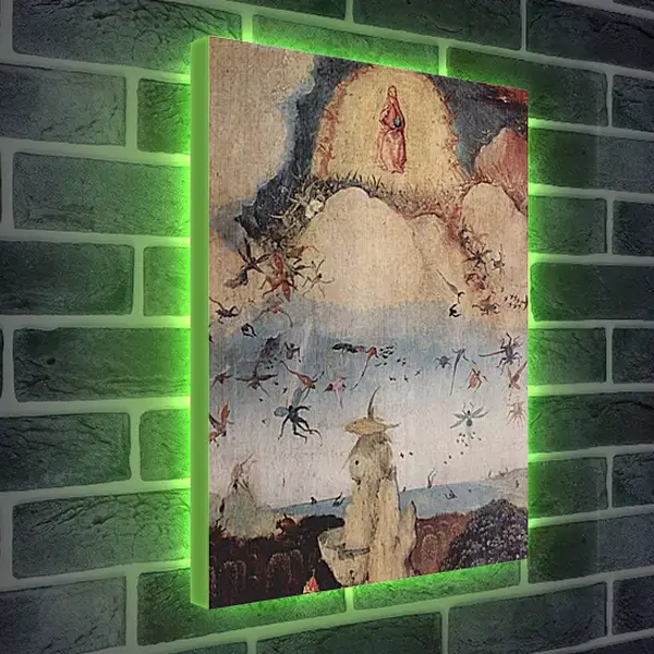 Лайтбокс световая панель - Haywain, Triptych, left wing-The Earthly Paradise. Иероним Босх