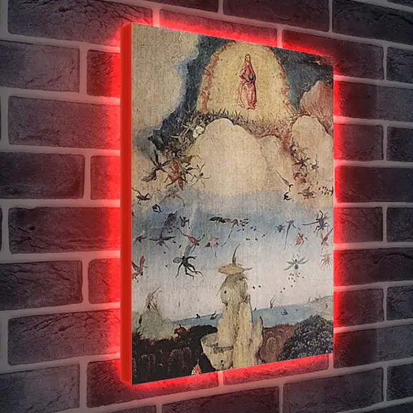 Лайтбокс световая панель - Haywain, Triptych, left wing-The Earthly Paradise. Иероним Босх