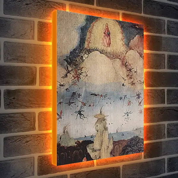 Лайтбокс световая панель - Haywain, Triptych, left wing-The Earthly Paradise. Иероним Босх