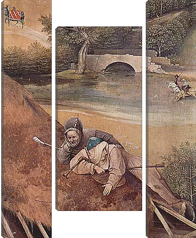 Модульная картина - Epiphanie-Triptychon, Mitteltafel - Anbetung der Heiligen Drei Konige. Иероним Босх