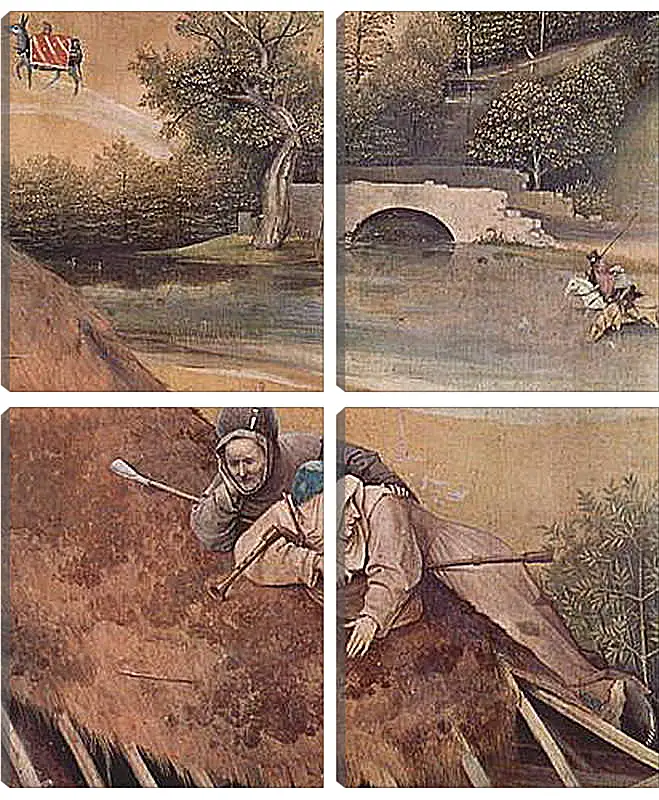 Модульная картина - Epiphanie-Triptychon, Mitteltafel - Anbetung der Heiligen Drei Konige. Иероним Босх