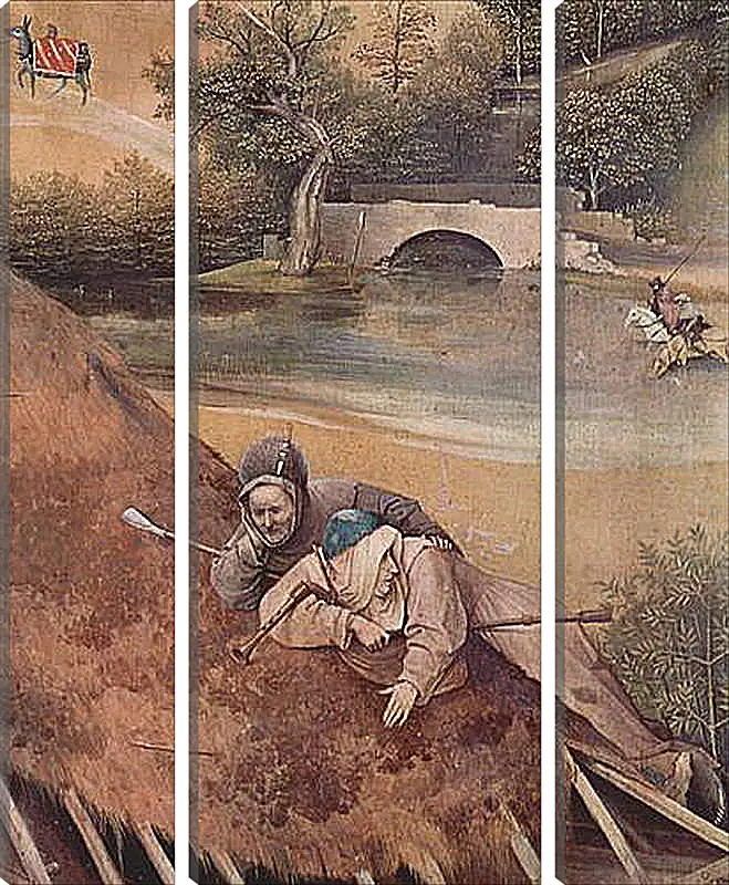 Модульная картина - Epiphanie-Triptychon, Mitteltafel - Anbetung der Heiligen Drei Konige. Иероним Босх