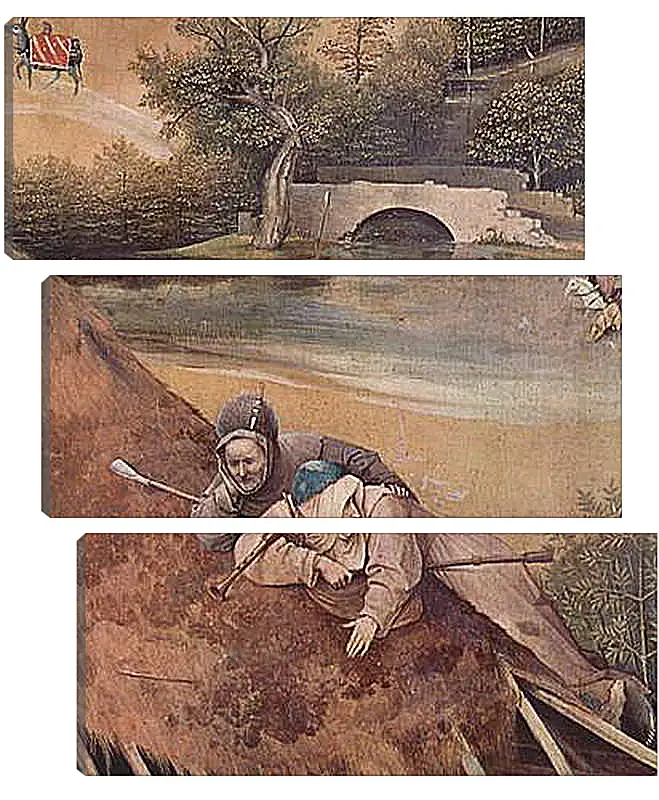 Модульная картина - Epiphanie-Triptychon, Mitteltafel - Anbetung der Heiligen Drei Konige. Иероним Босх