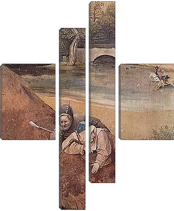 Модульная картина - Epiphanie-Triptychon, Mitteltafel - Anbetung der Heiligen Drei Konige. Иероним Босх