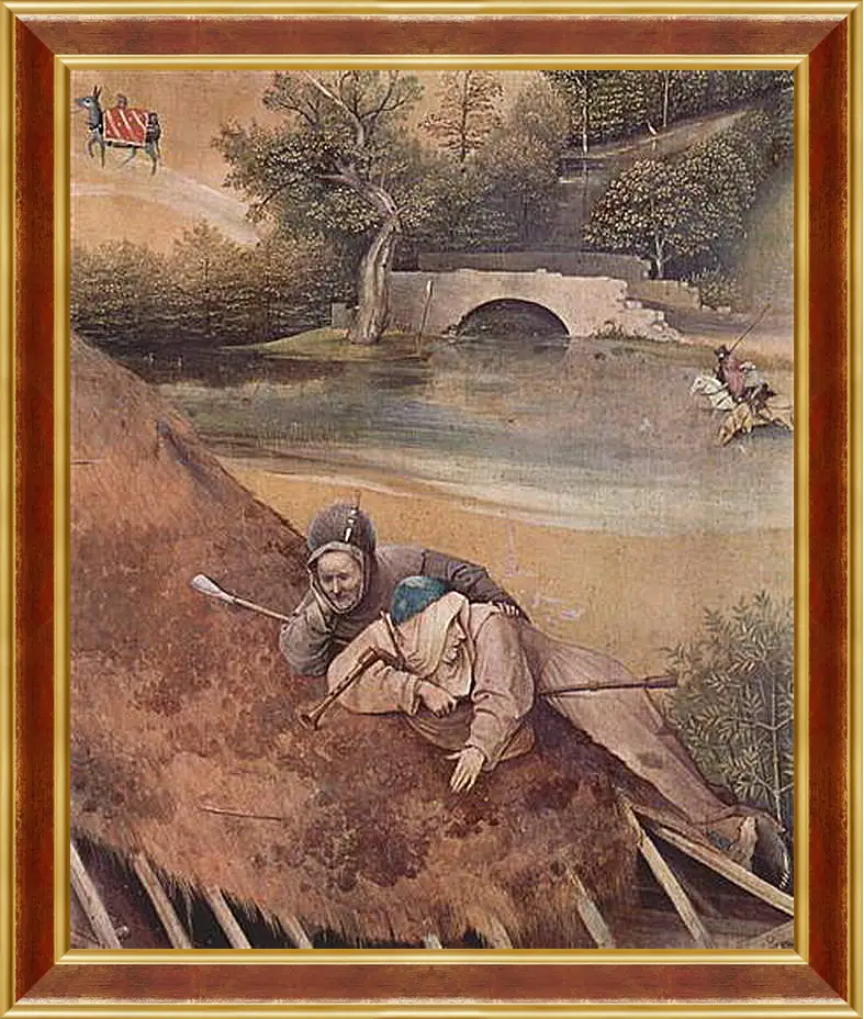 Картина в раме - Epiphanie-Triptychon, Mitteltafel - Anbetung der Heiligen Drei Konige. Иероним Босх