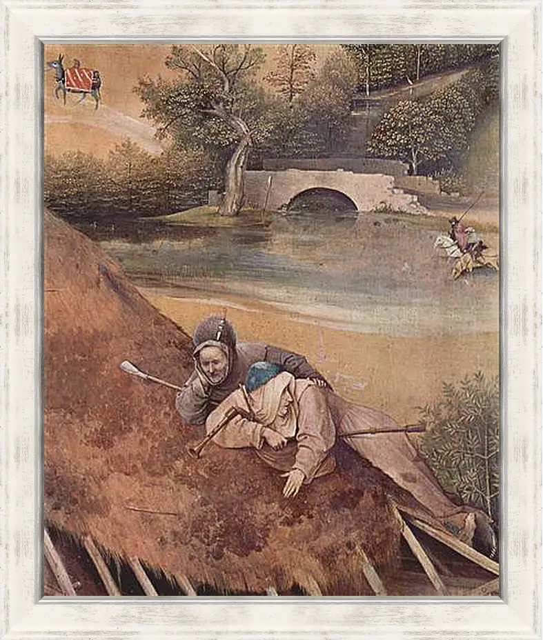 Картина в раме - Epiphanie-Triptychon, Mitteltafel - Anbetung der Heiligen Drei Konige. Иероним Босх