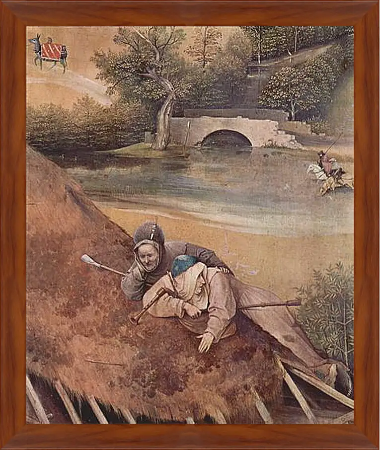 Картина в раме - Epiphanie-Triptychon, Mitteltafel - Anbetung der Heiligen Drei Konige. Иероним Босх