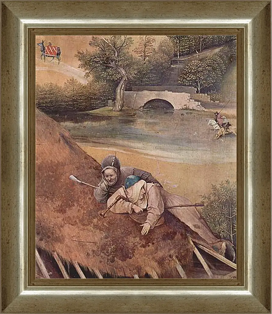 Картина в раме - Epiphanie-Triptychon, Mitteltafel - Anbetung der Heiligen Drei Konige. Иероним Босх