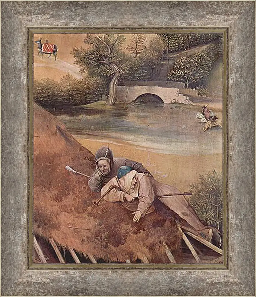 Картина в раме - Epiphanie-Triptychon, Mitteltafel - Anbetung der Heiligen Drei Konige. Иероним Босх
