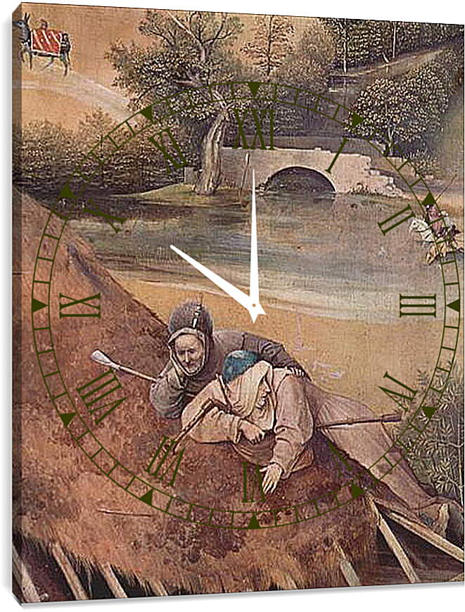 Часы картина - Epiphanie-Triptychon, Mitteltafel - Anbetung der Heiligen Drei Konige. Иероним Босх
