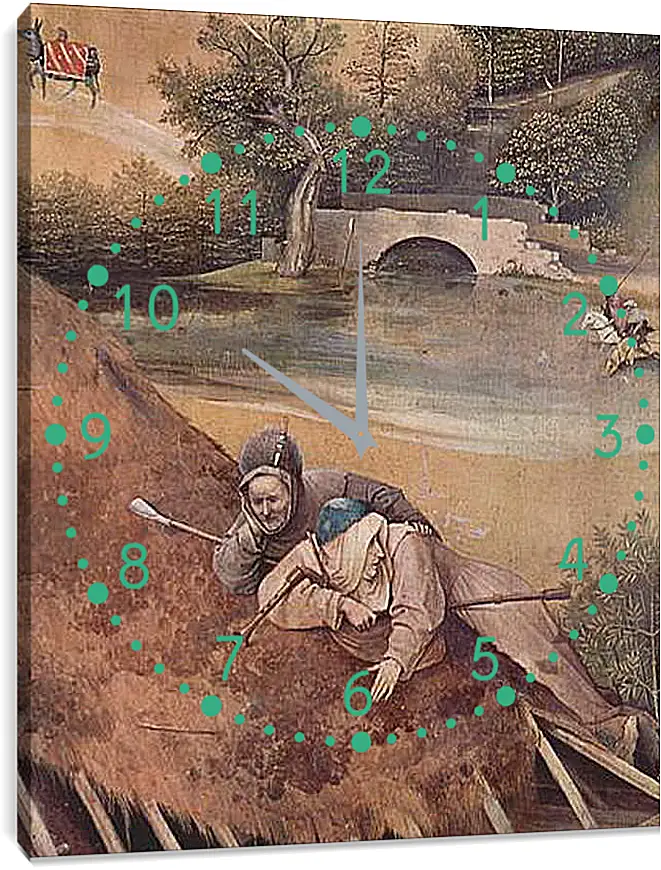 Часы картина - Epiphanie-Triptychon, Mitteltafel - Anbetung der Heiligen Drei Konige. Иероним Босх