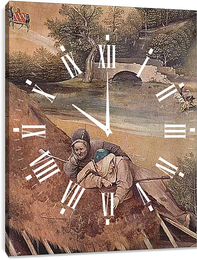 Часы картина - Epiphanie-Triptychon, Mitteltafel - Anbetung der Heiligen Drei Konige. Иероним Босх