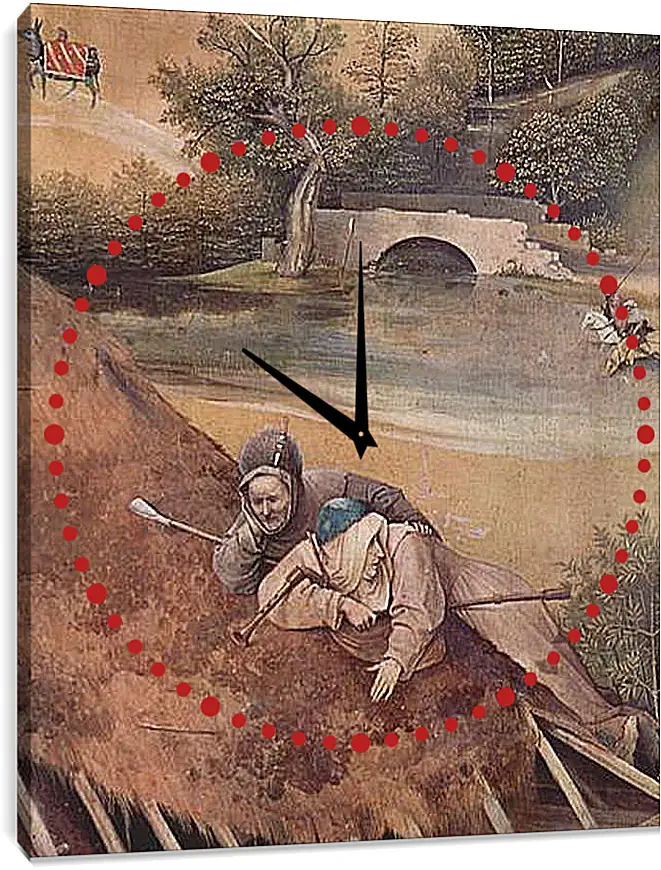 Часы картина - Epiphanie-Triptychon, Mitteltafel - Anbetung der Heiligen Drei Konige. Иероним Босх