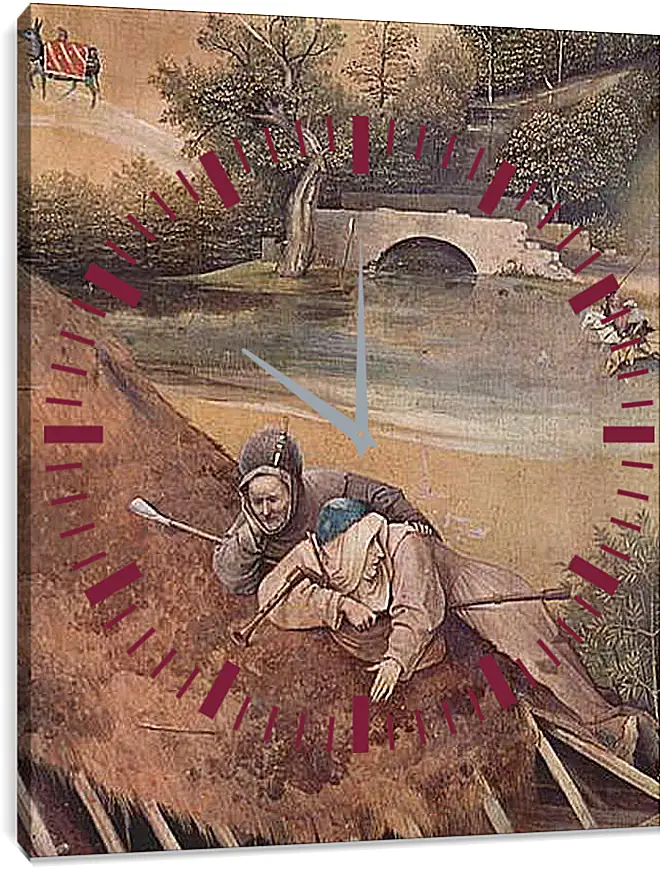 Часы картина - Epiphanie-Triptychon, Mitteltafel - Anbetung der Heiligen Drei Konige. Иероним Босх