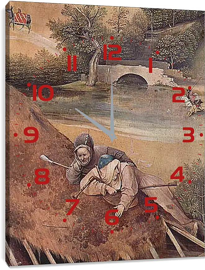 Часы картина - Epiphanie-Triptychon, Mitteltafel - Anbetung der Heiligen Drei Konige. Иероним Босх
