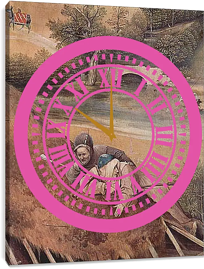Часы картина - Epiphanie-Triptychon, Mitteltafel - Anbetung der Heiligen Drei Konige. Иероним Босх