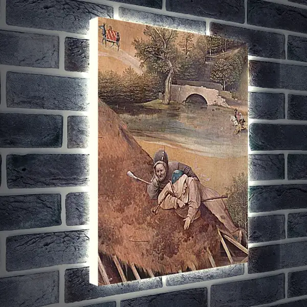 Лайтбокс световая панель - Epiphanie-Triptychon, Mitteltafel - Anbetung der Heiligen Drei Konige. Иероним Босх