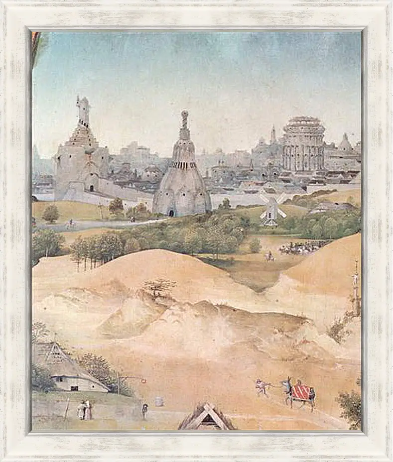 Картина в раме - Epiphanie-Triptychon, Mitteltafel - Anbetung der Heiligen Drei Konige. Иероним Босх