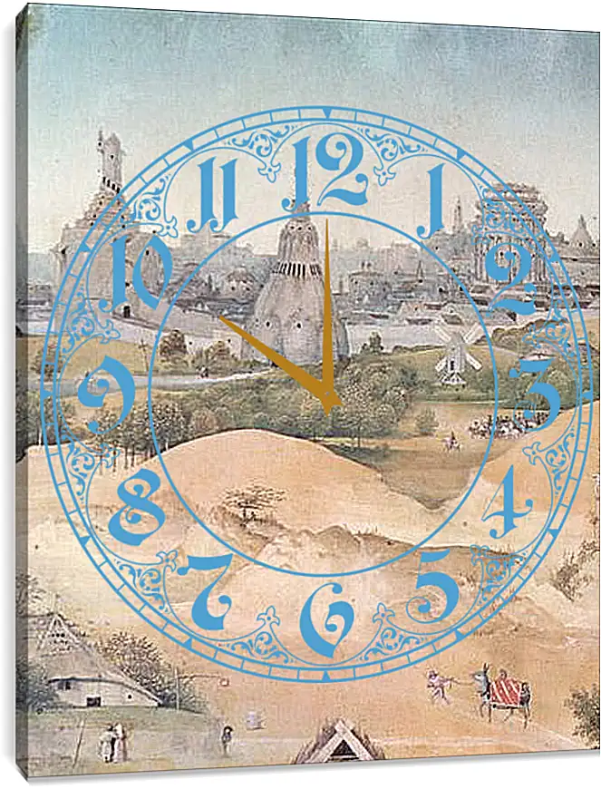 Часы картина - Epiphanie-Triptychon, Mitteltafel - Anbetung der Heiligen Drei Konige. Иероним Босх