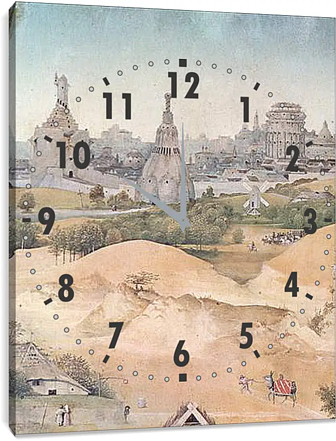 Часы картина - Epiphanie-Triptychon, Mitteltafel - Anbetung der Heiligen Drei Konige. Иероним Босх
