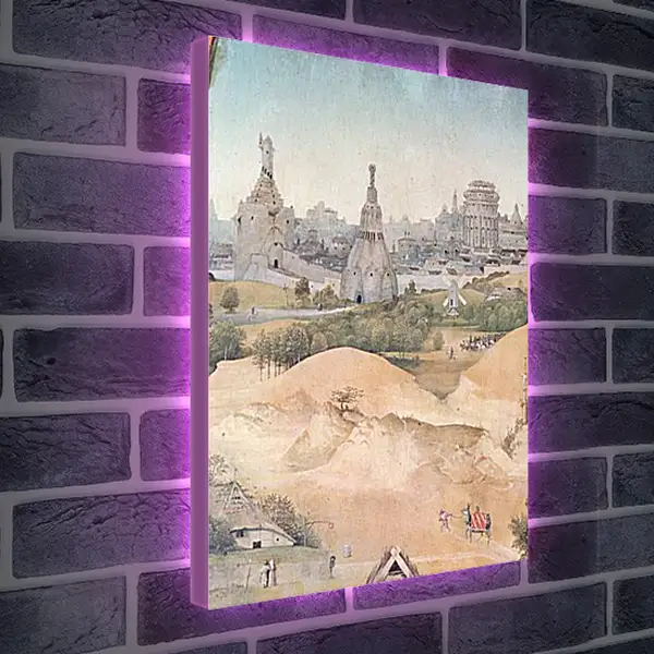 Лайтбокс световая панель - Epiphanie-Triptychon, Mitteltafel - Anbetung der Heiligen Drei Konige. Иероним Босх