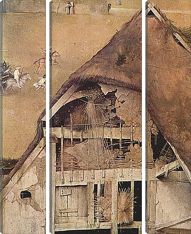 Модульная картина - Epiphanie-Triptychon, Mitteltafel - Anbetung der Heiligen Drei Konige. Иероним Босх