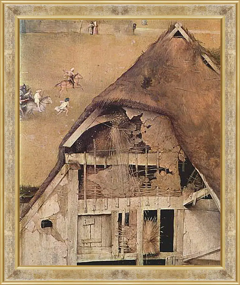Картина в раме - Epiphanie-Triptychon, Mitteltafel - Anbetung der Heiligen Drei Konige. Иероним Босх